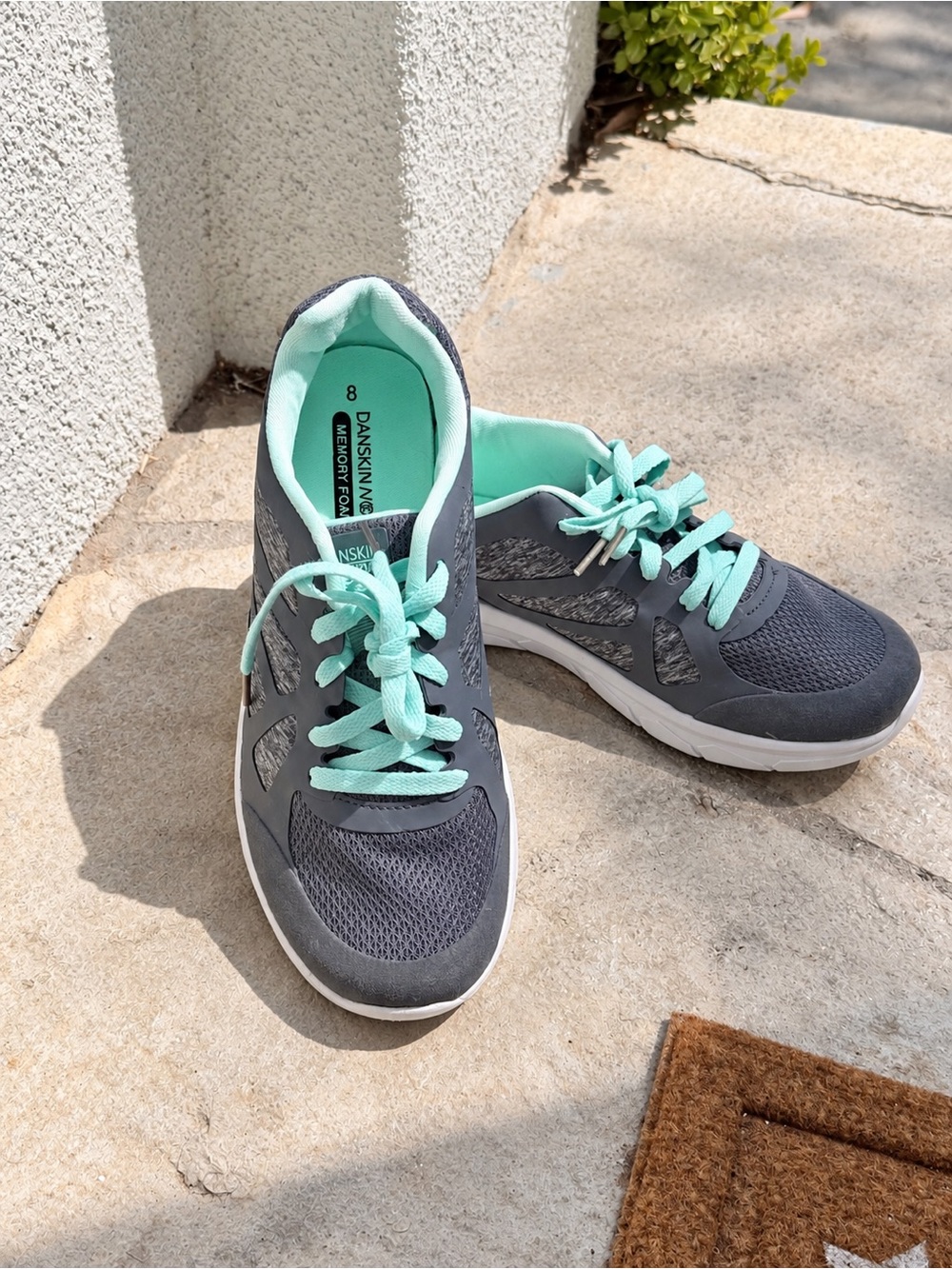 Danskin Gray and Mint Lace-Up Women's Athletic Sneakers
